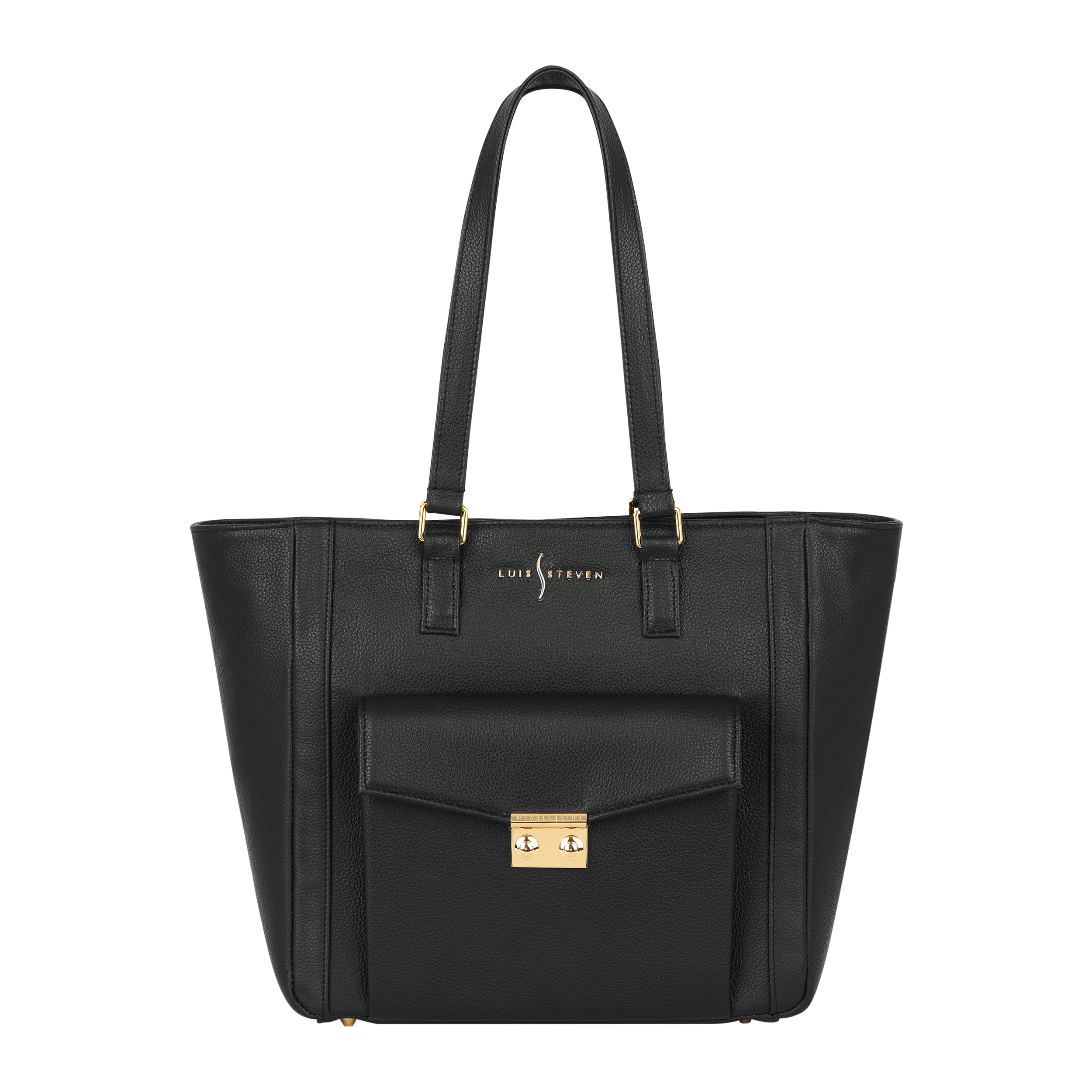 Classic Tote - Black Pebble with Front Pocket