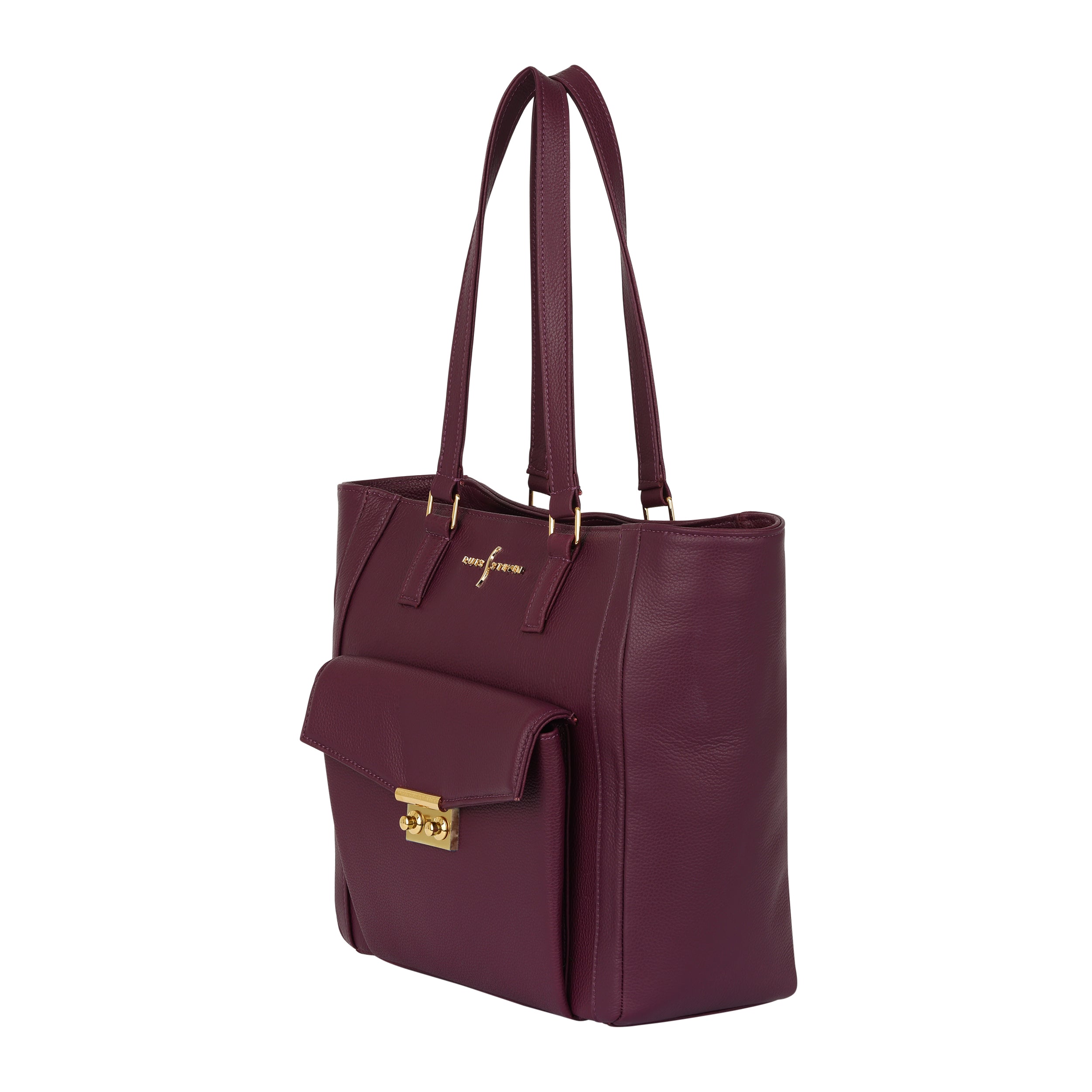 Classic Tote - Burgundy Pebble with Front Pocket