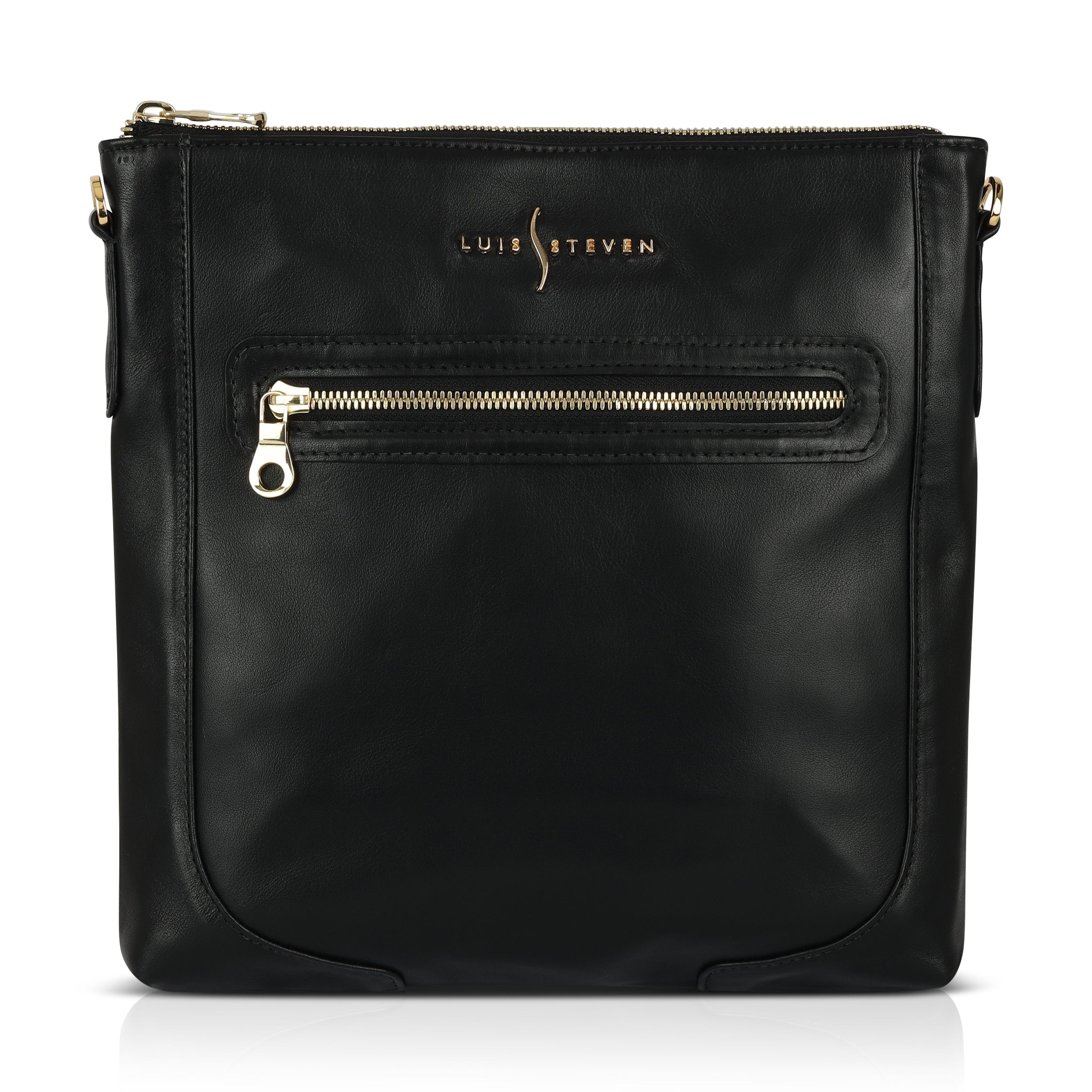 Flat Messenger - Black Nappa Leather