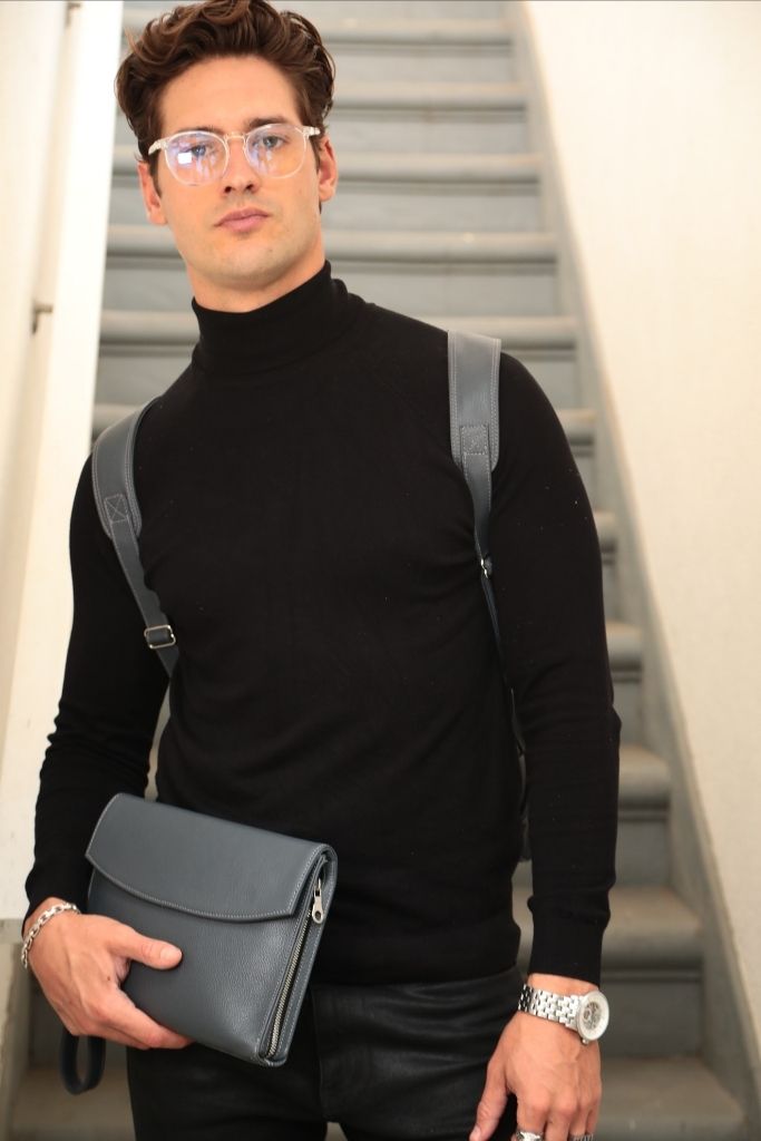 Men's Clutch- Black Pebble