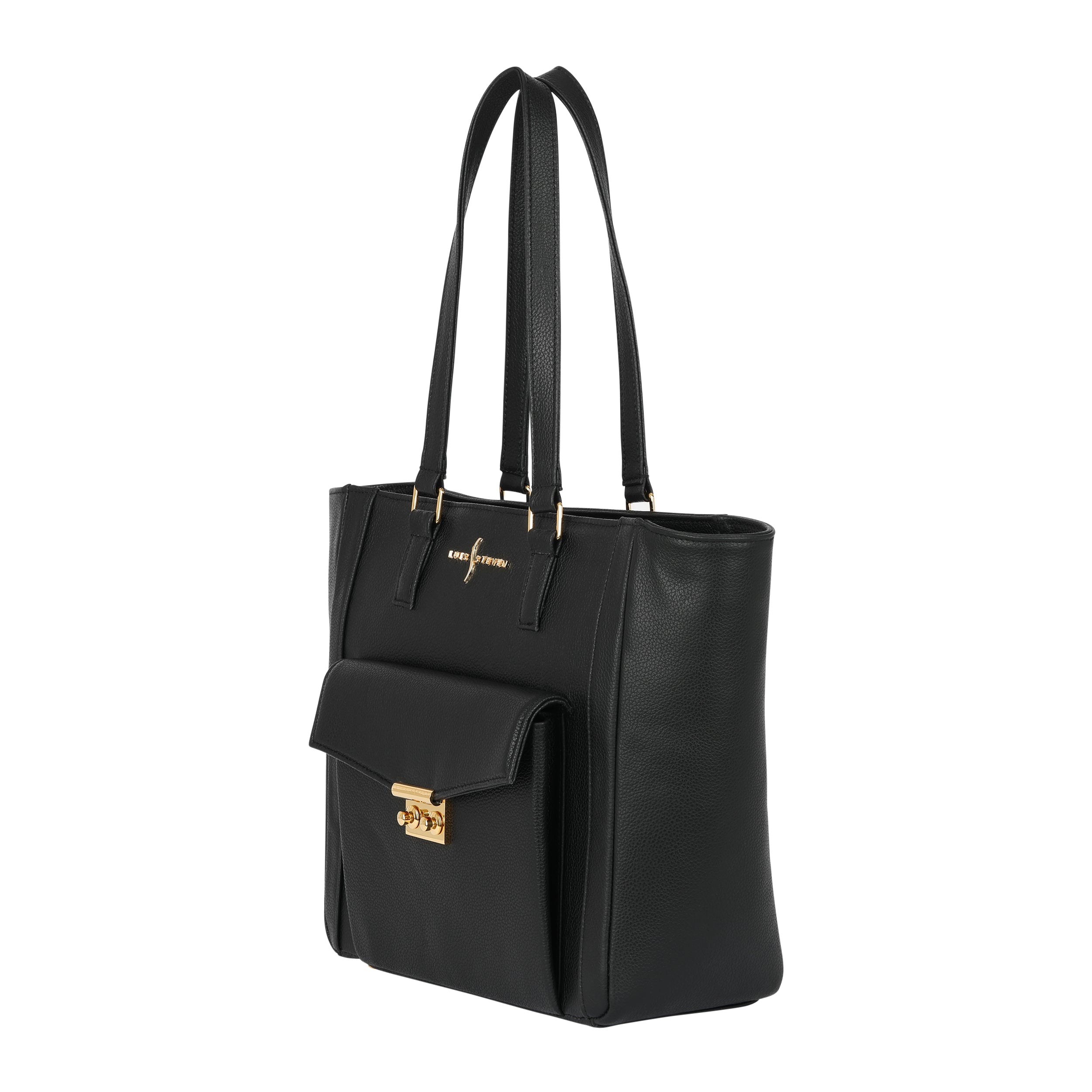 Classic Tote - Black Pebble with Front Pocket