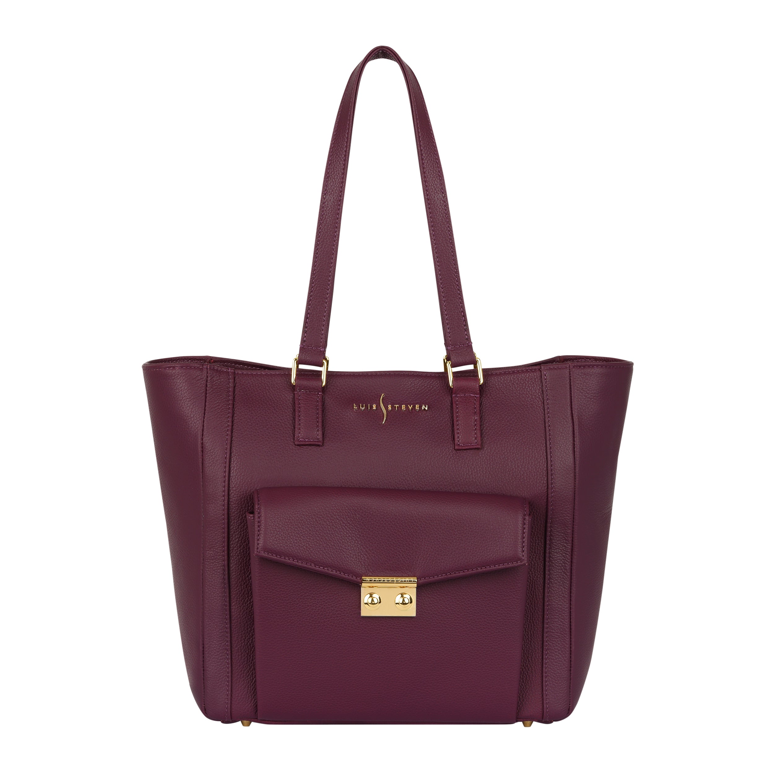 Classic Tote - Burgundy Pebble with Front Pocket
