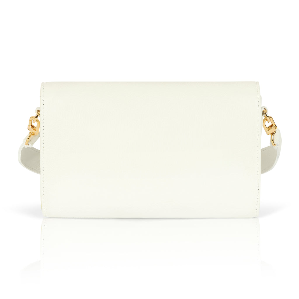 Kelly Shoulder Bag-  White Pebble