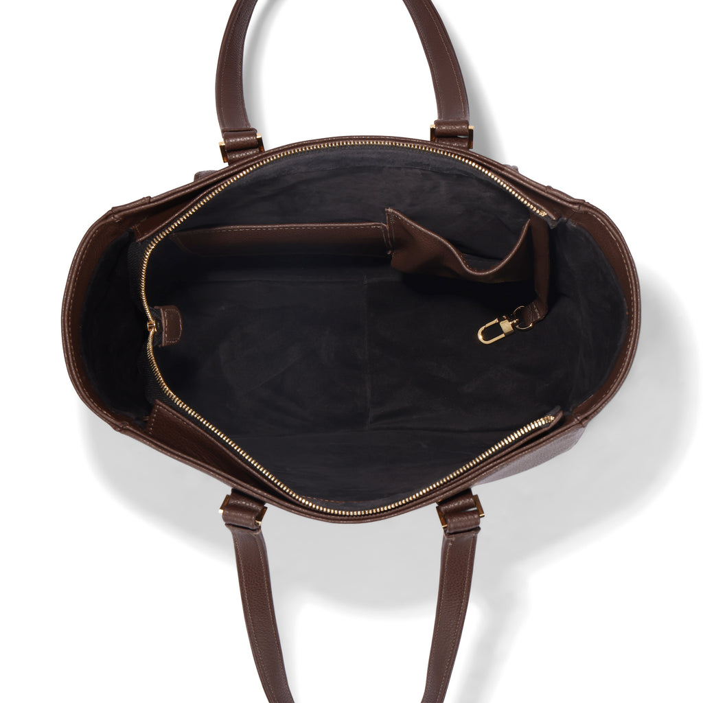 Classic Tote - Brown Pebble with Front Pocket