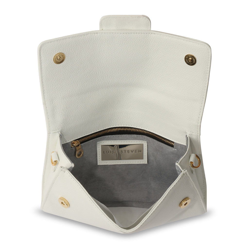 Kelly Shoulder Bag-  White Pebble