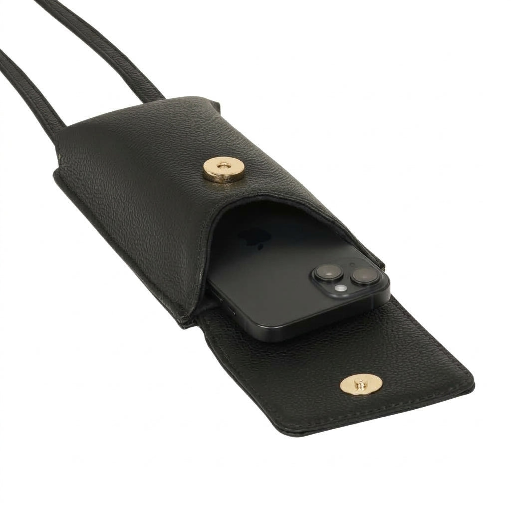 Crossbody Phone Pouch - Black Pebble