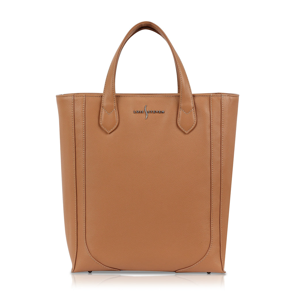 Tall Office Tote - Tan Pebble