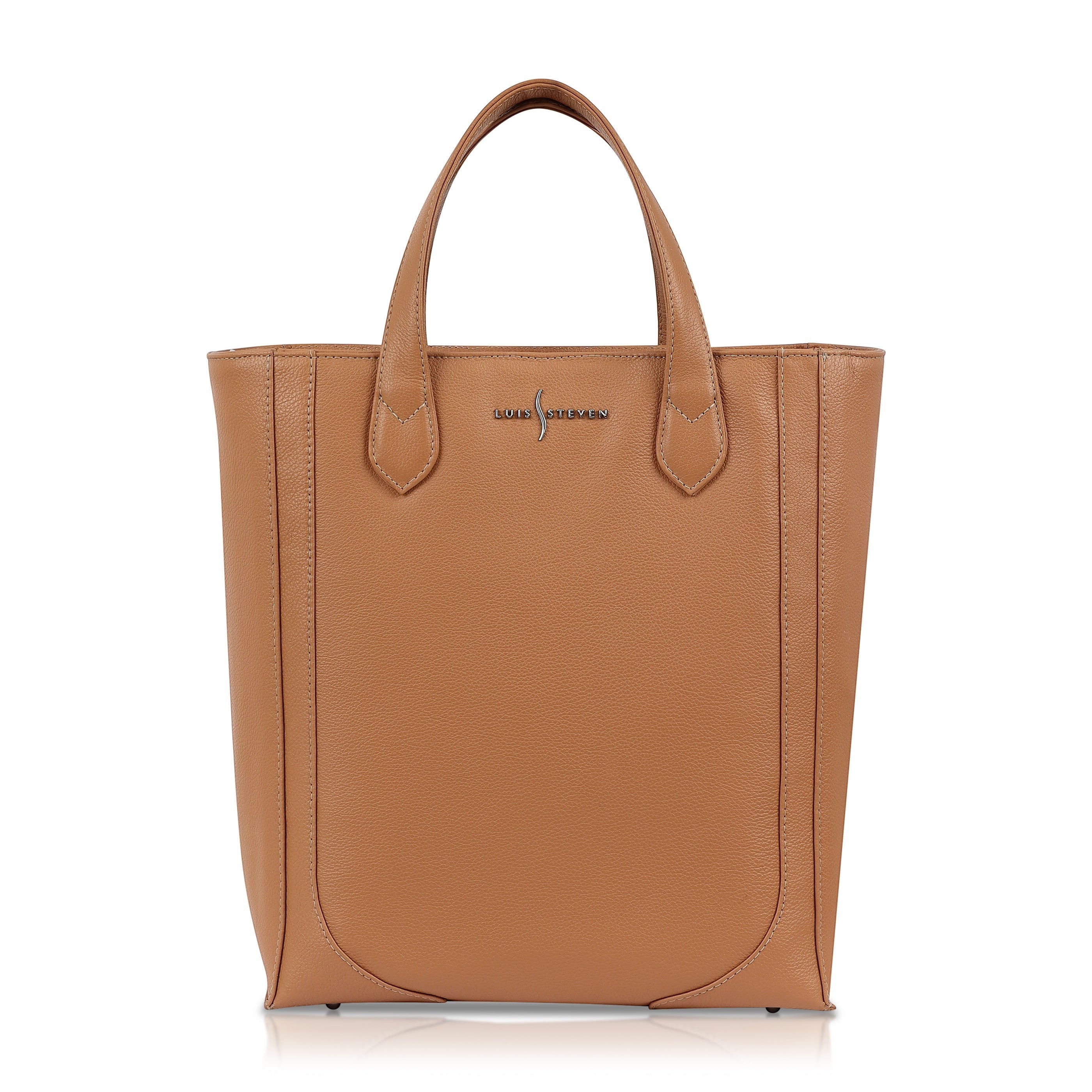 Tall Office Tote - Tan Pebble
