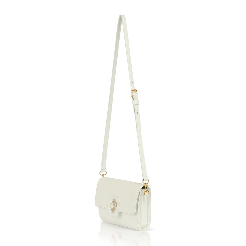 Kelly Shoulder Bag-  White Pebble
