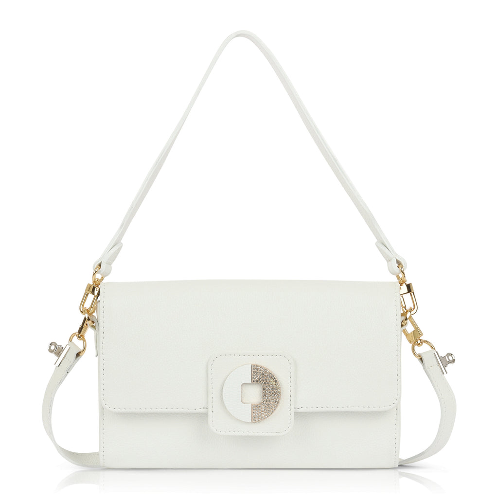Kelly Shoulder Bag-  White Pebble