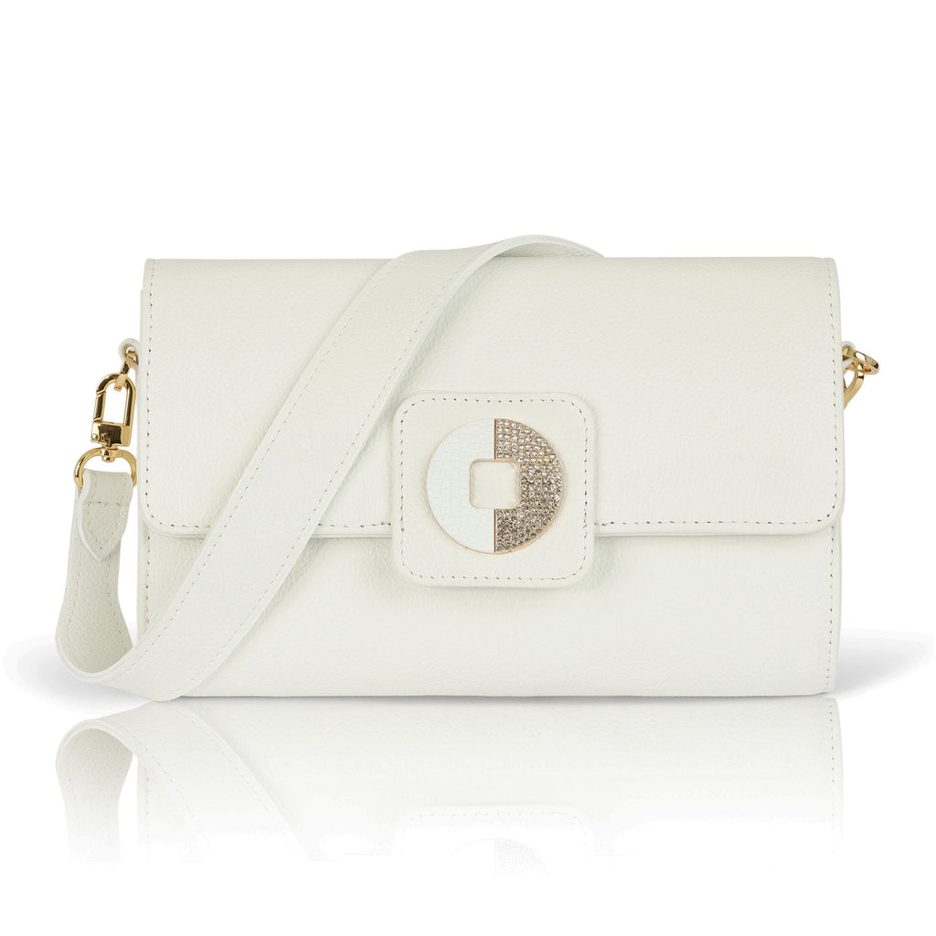 Kelly Shoulder Bag-  White Pebble