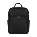 Luis Steven Men's Backpack Pro in black Italian pebble leather with front organizer pocket and silver hardware
