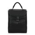 Luis Steven black pebble leather laptop backpack with nickel hardware and top handle, front view
