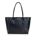 Luis Steven Medium Tote Pro 2.0 in black Italian pebble leather with top zipper closure and nickel hardware