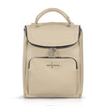Luis Steven cream pebble leather laptop backpack with nickel hardware and top handle, front view