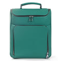 Luis Steven green pebble leather laptop backpack with top handle, front zip pocket, and concealable straps.