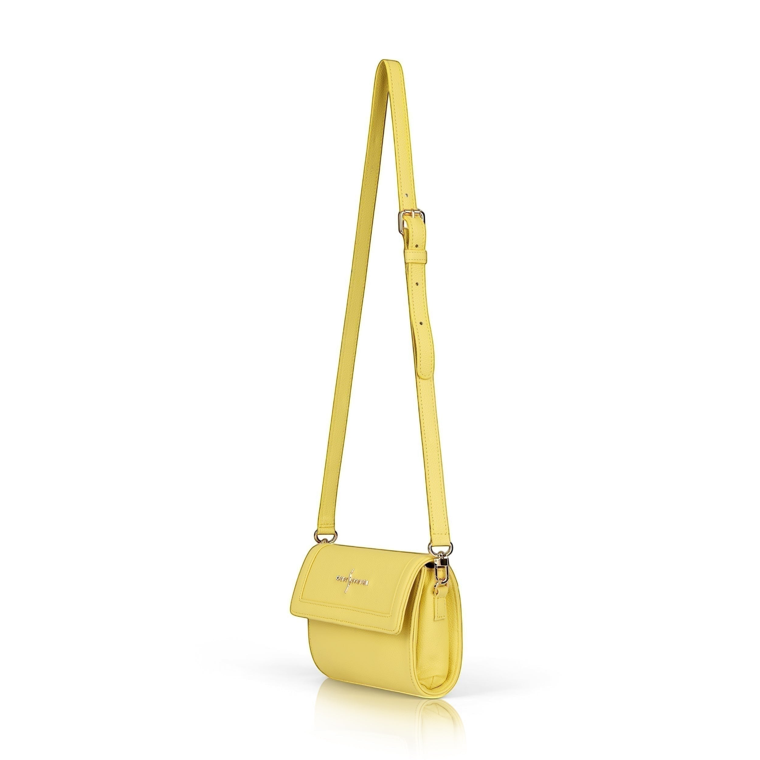 Luis Steven lime pebble leather Charley crossbody bag with gold hardware and adjustable strap.