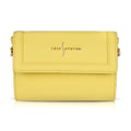 Luis Steven lime pebble leather Charley crossbody bag with gold hardware and magnetic closure.
