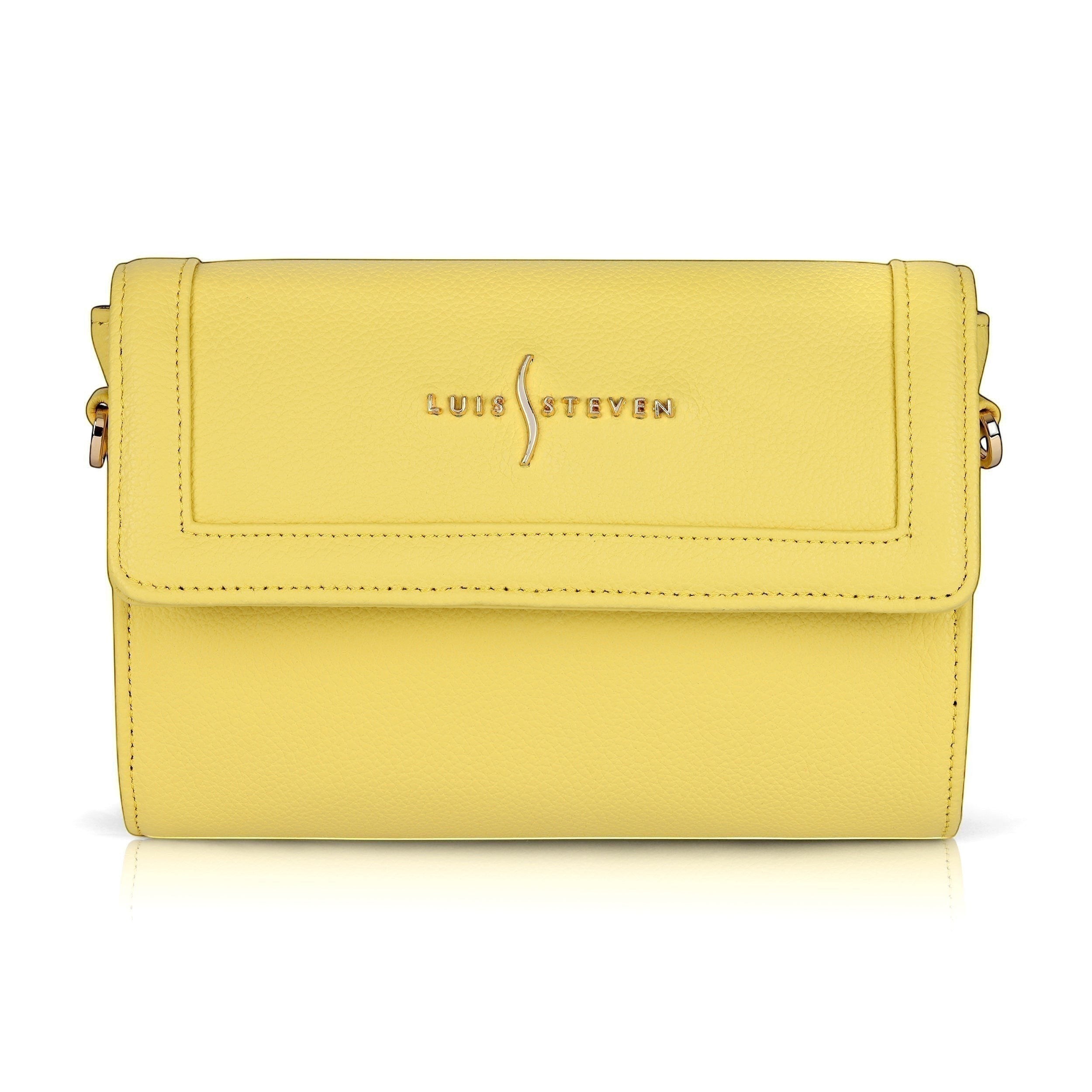 Luis Steven lime pebble leather Charley crossbody bag with gold hardware and magnetic closure.