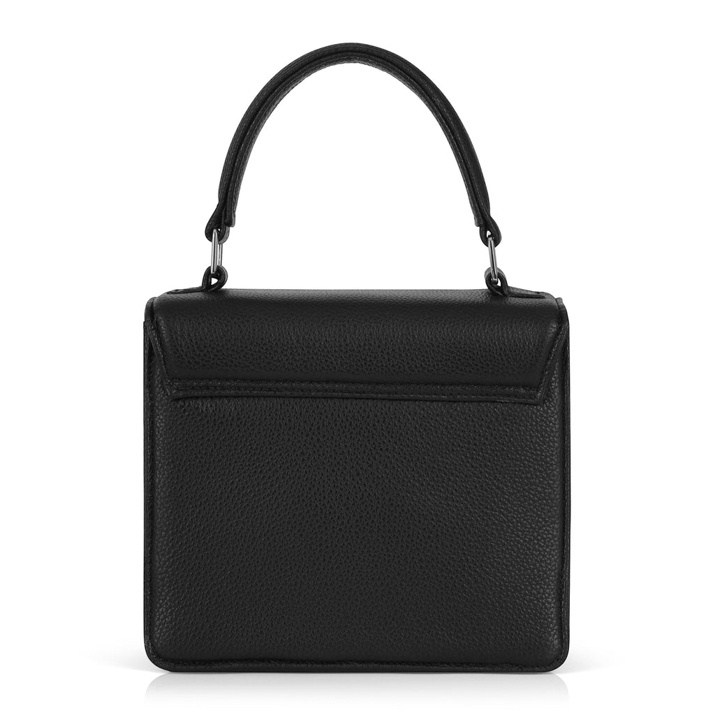 Luis Steven Madie small black top handle bag in Italian pebble leather with a structured silhouette