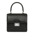 Luis Steven Madie small black top handle bag in Italian pebble leather with polished nickel hardware and lock closure