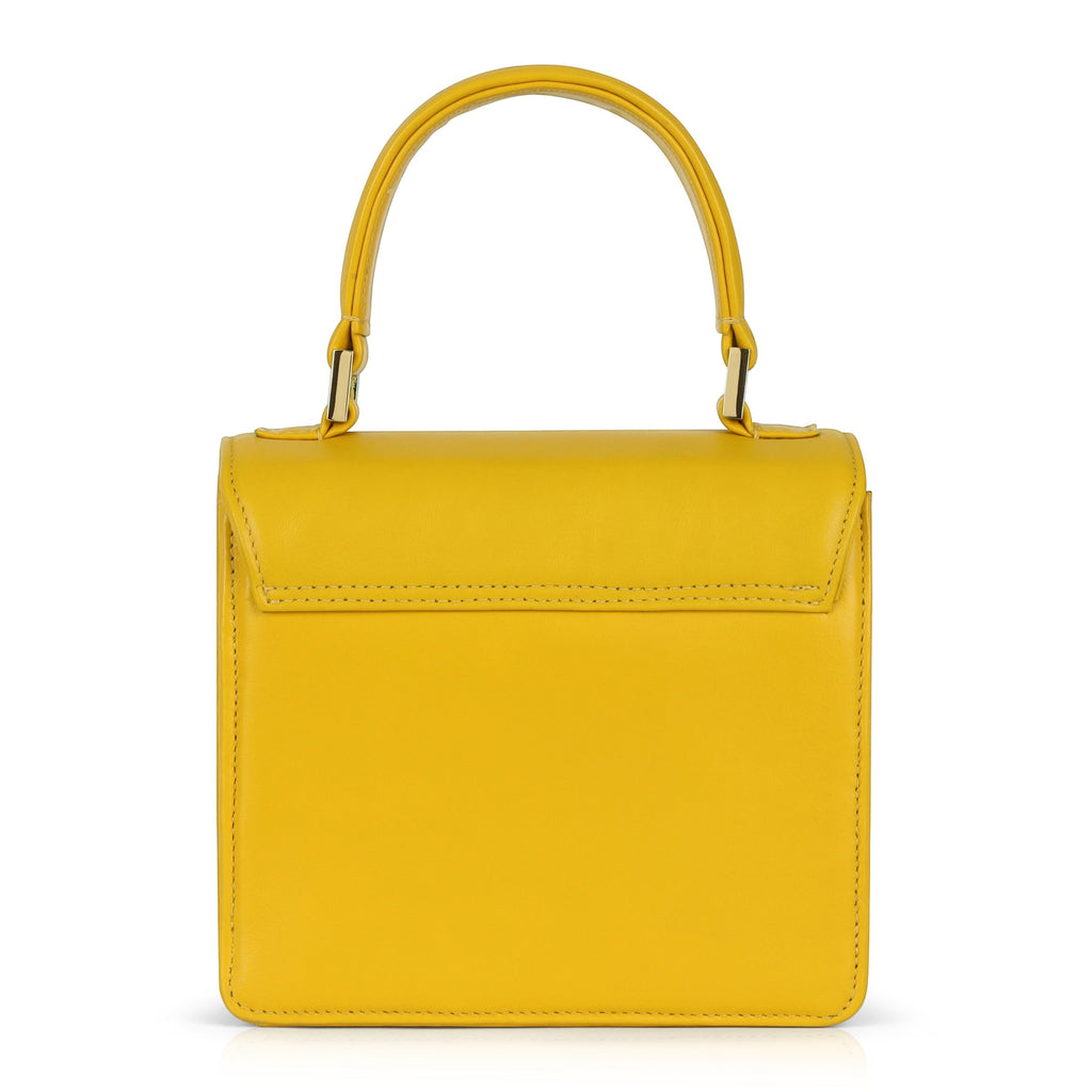 Luis Steven Madie small yellow nappa leather top handle bag with gold hardware details
