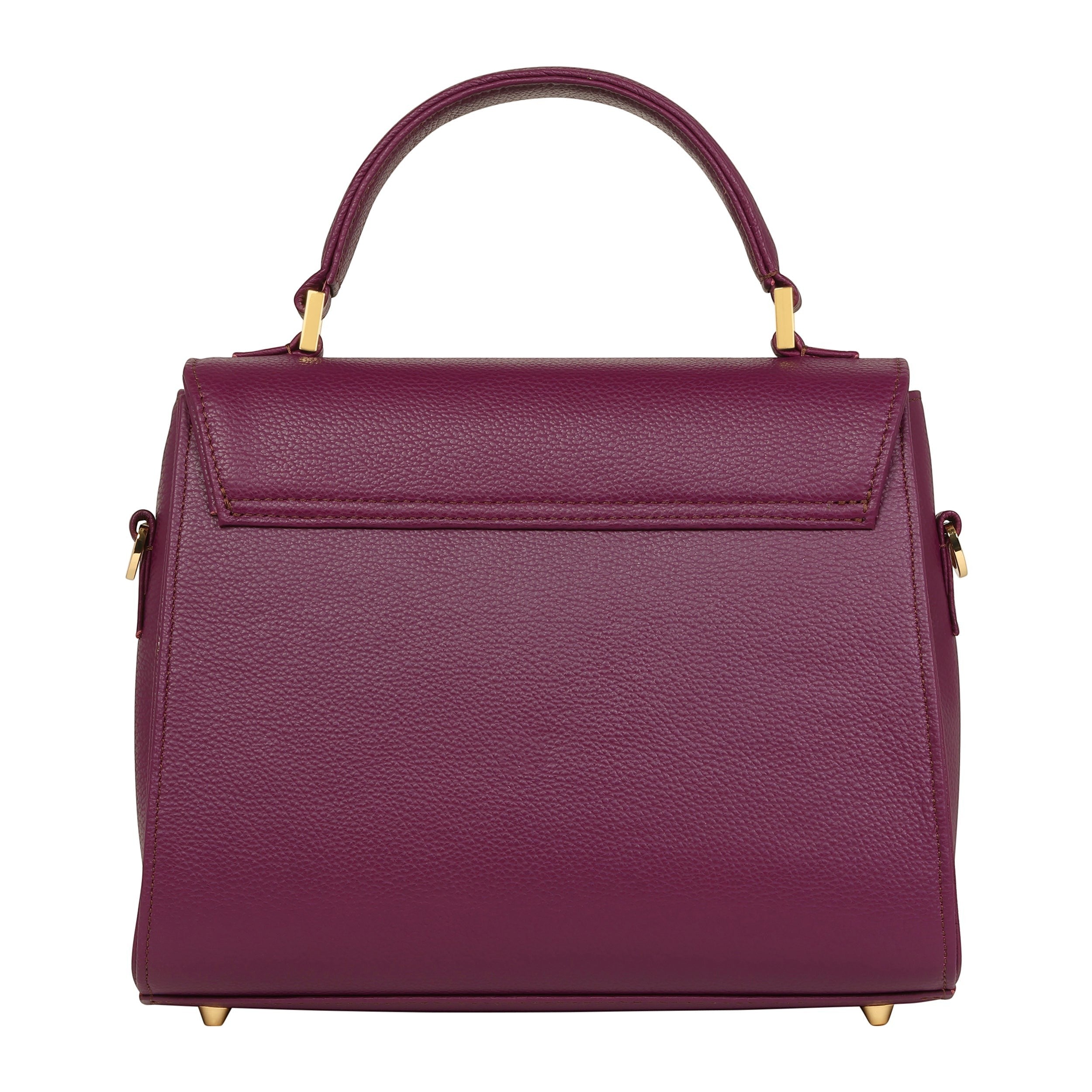 Luis Steven Maxine burgundy pebble leather top handle bag with gold hardware and front lock closure