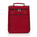 Luis Steven red pebble leather laptop backpack with top handle and front zip pocket. Fits up to 14.5" laptops.