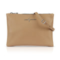 Luis Steven sand pebble Italian leather crossbody pouch with silver hardware and adjustable strap