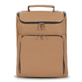 Luis Steven medium laptop backpack in sand pebble Italian leather with top handle and concealable straps.