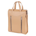 Luis Steven sand pebble Italian leather tote style backpack with removable straps and zippered pockets.