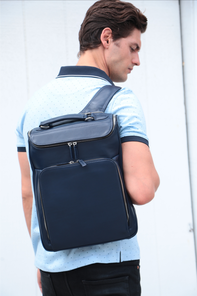Laptop Backpack 15"/16" screen - Blue Calf Skin