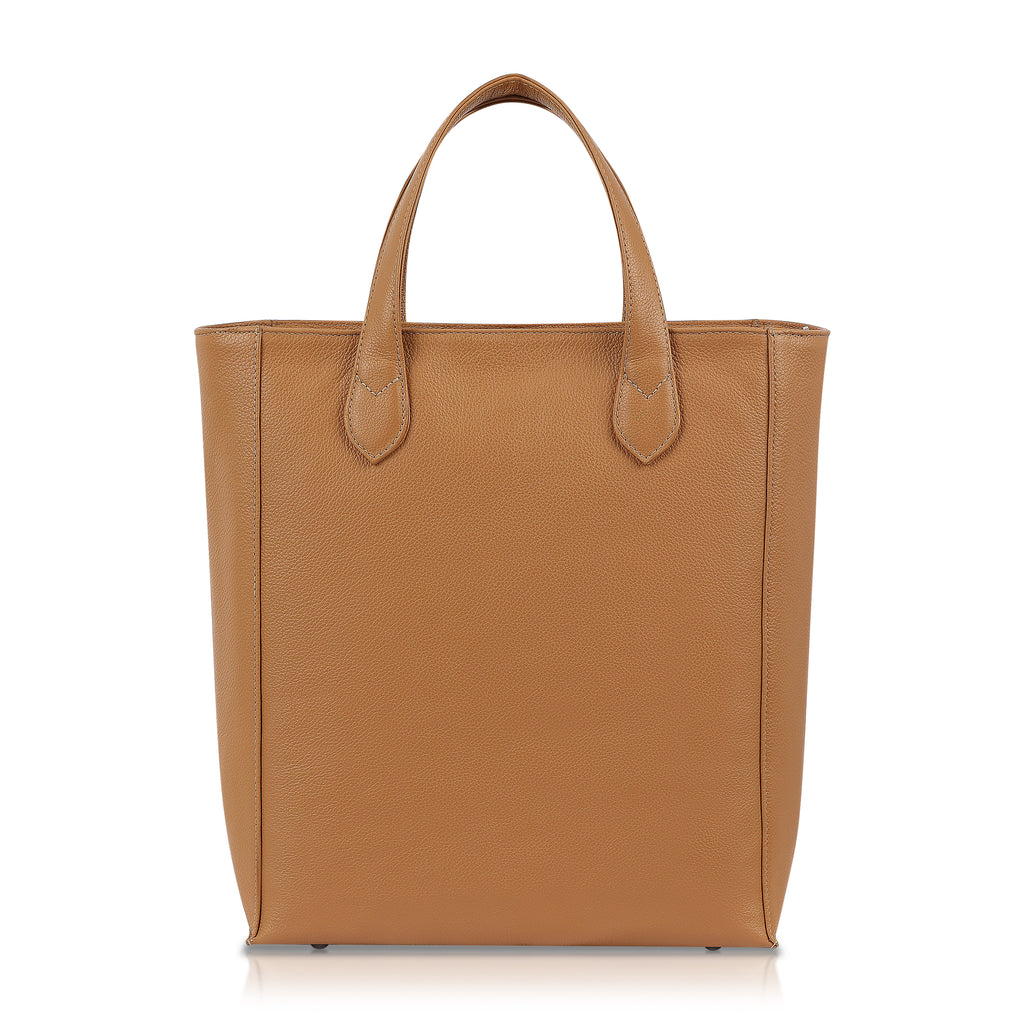 Tall Bucket Tote - Tan Pebble