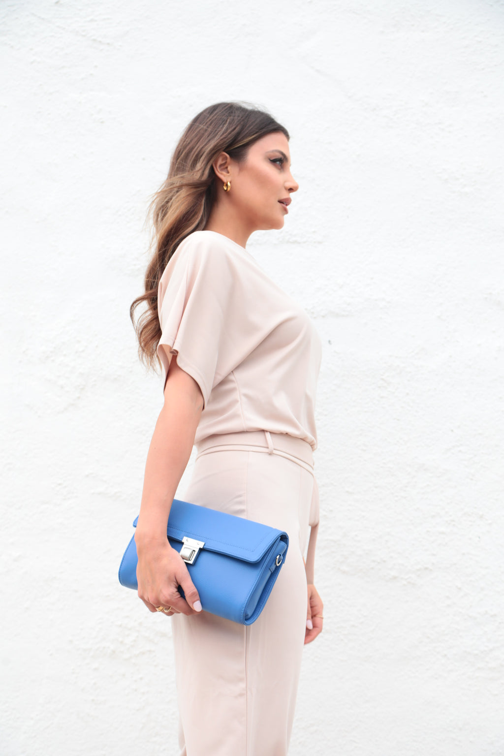 Kelly Shoulder Bag -  Blue Pebble