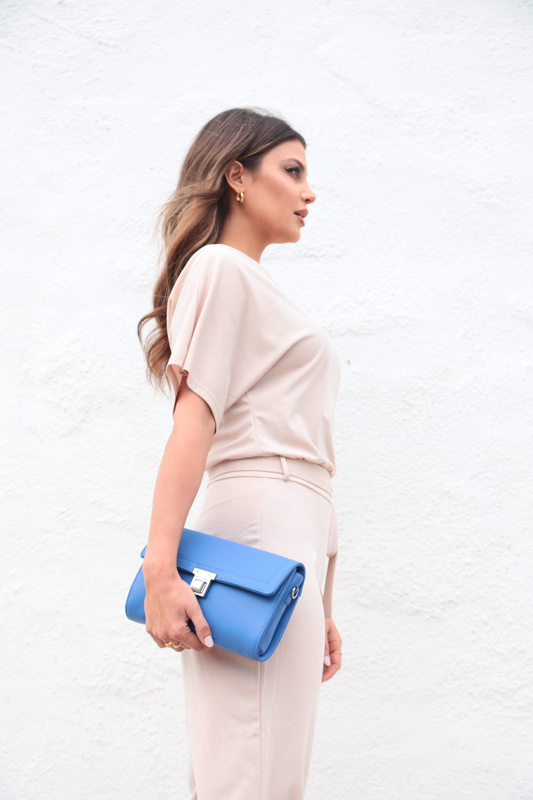 Kelly Shoulder Bag -  Blue Pebble